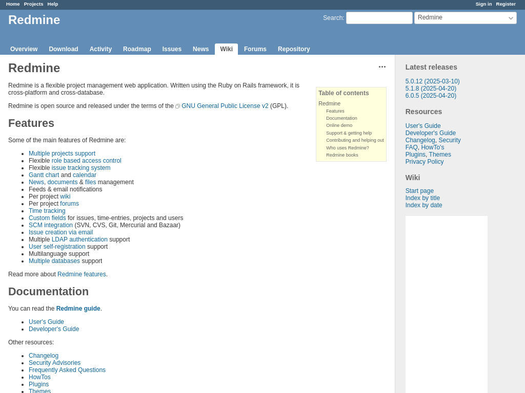 Screenshot for Redmine