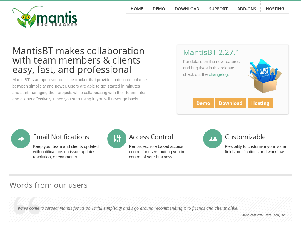 Screenshot for Mantis Bug Tracker