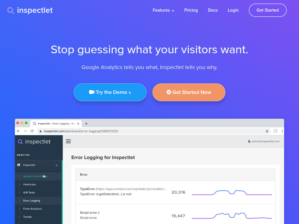 Screenshot for Inspectlet